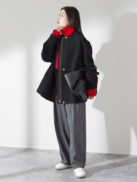 「journal standard L'essage（ジャーナルスタンダードレサージュ）のアイテム（ノーカラーコート）」を使った、AYAKOさん（レディース・165cm）の秋コーディネート