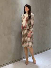 専用 ANAYI ファンシーチェックツィードクルー ノーカラージャケット 専用 ANAYI ファンシーチェックツィードクルー ノーカラージャケット