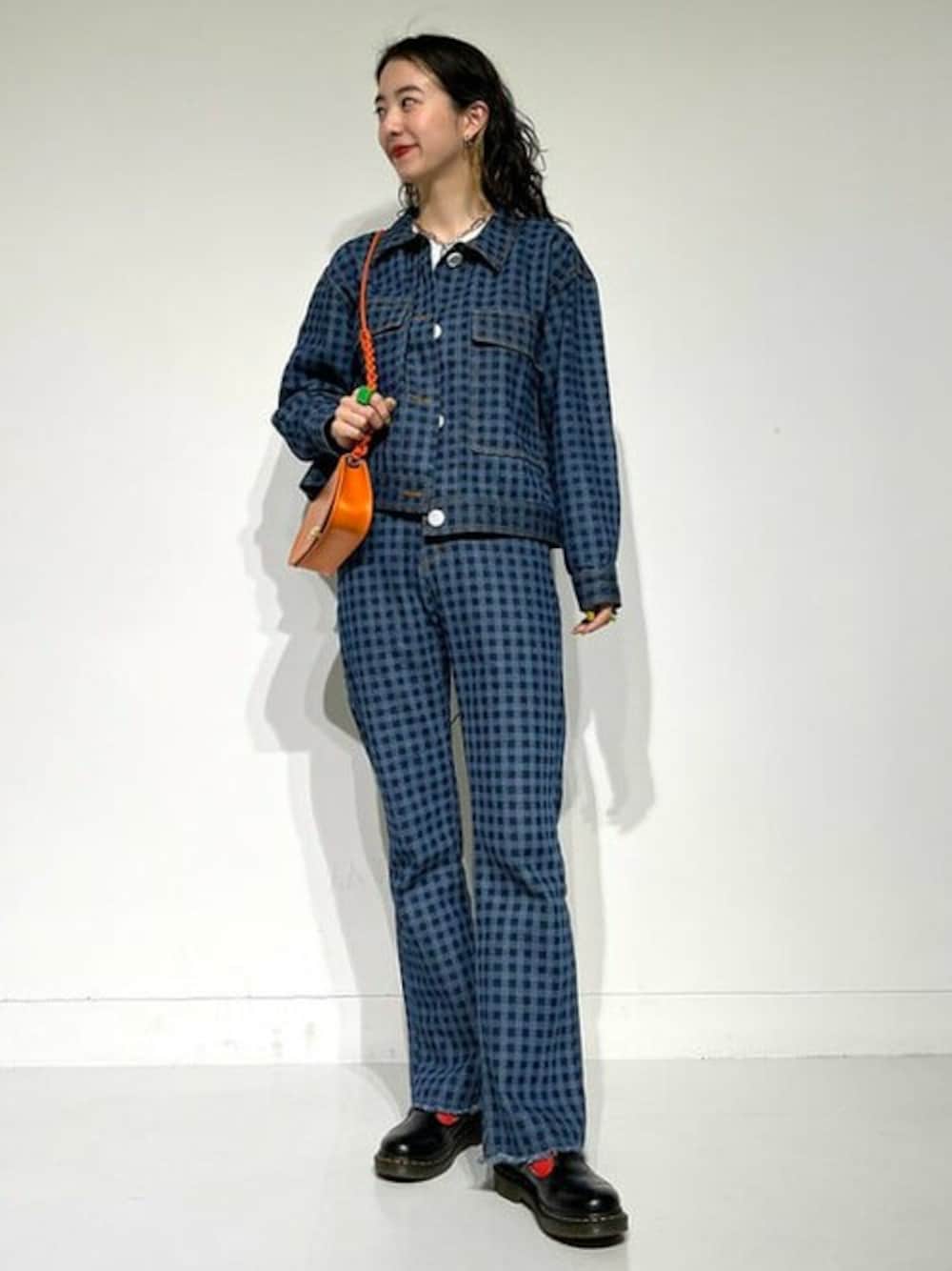 「チェック、デニム、トレンド、セットアップ、デニムジャケット、ハイウエストデニム、BEAMS、デニムパンツ、デニムオンデニム、beamsdot」｜「BeAMS DOTの【WEB限定】BeAMS DOT / ビッグポケット Gジャン（ブルゾン、その他）」を使った、BeAMS DOTさん（レディース・163cm）の夏コーディネートの1枚目の写真