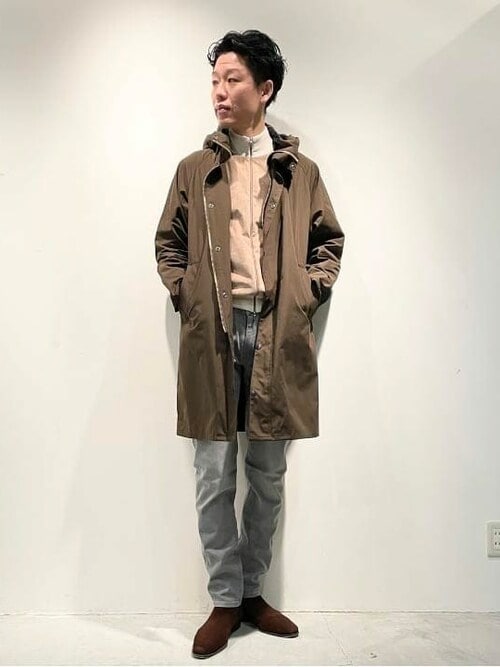 Barbour × BEAMS F / 別注 HOODED HUNTING ピーチドコットン