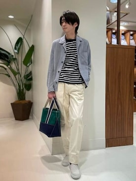 「JOHN SMEDLEY（ジョンスメドレー）のアイテム（ニット/セーター）」を使った、BEAMS Fさん（メンズ・186cm）の春コーディネート