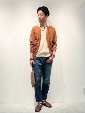 「JOHN SMEDLEY（ジョンスメドレー）のアイテム（カーディガン/ボレロ）」を使った、BEAMS Fさん（メンズ・183cm）の春コーディネート