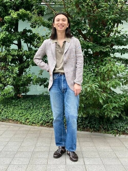 GIANNETTO / リネン ハウンドトゥース ジャケット（その他アウター