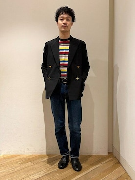 「CROWN（クラウン）のアイテム」を使った、BEAMS Fさん（メンズ・180cm）の冬コーディネート