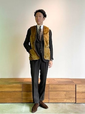 「スーツ」｜BEAMS Fさん（メンズ・183cm）の冬コーディネート