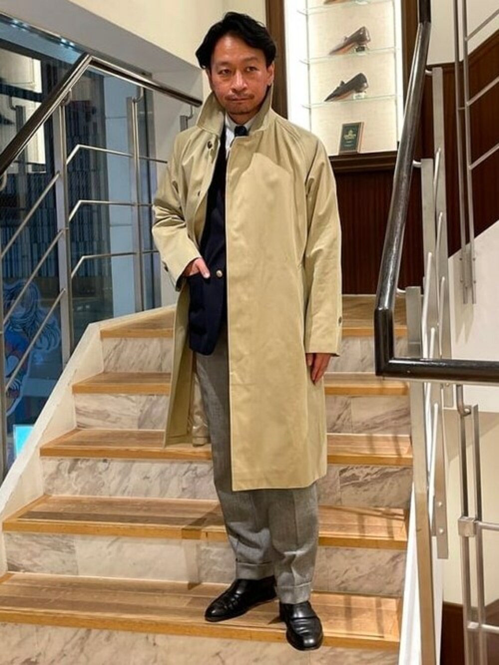 BEAMS F / コットンギャバジン シングル ラグランスリーブ バル