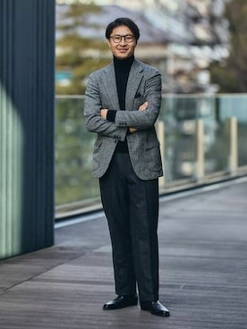 「ENZO BONAFE（エンツォボナフェ）のアイテム（シューズ）」を使った、BEAMS Fさん（メンズ・183cm）の冬コーディネート
