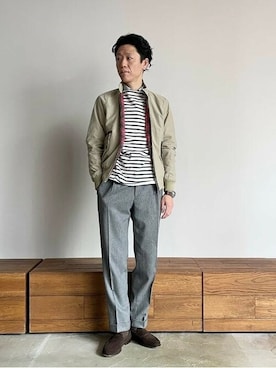 「BEAMS F（ビームスエフ）のアイテム（ブルゾン）」を使った、BEAMS Fさん（メンズ・183cm）の春コーディネート