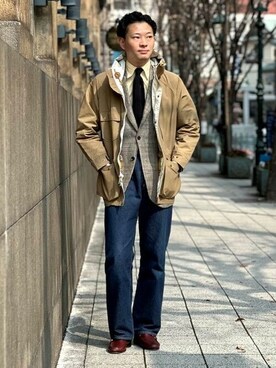 「BEAMS F（ビームスエフ）のアイテム（ブルゾン）」を使った、BEAMS Fさん（メンズ・179cm）の春コーディネート