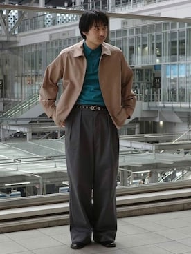 「BEAMS F（ビームスエフ）のアイテム（ブルゾン）」を使った、BEAMS Fさん（メンズ・178cm）の春コーディネート