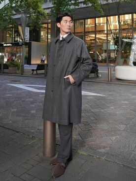 「BEAMS F（ビームスエフ）のアイテム（ステンカラーコート）」を使った、BEAMS Fさん（メンズ・180cm）の秋コーディネート