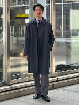 「BEAMS F（ビームスエフ）のアイテム（ステンカラーコート）」を使った、BEAMS Fさん（メンズ・180cm）の秋コーディネート
