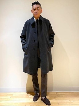 「BEAMS F（ビームスエフ）のアイテム（ステンカラーコート）」を使った、BEAMS Fさん（メンズ・180cm）の秋コーディネート