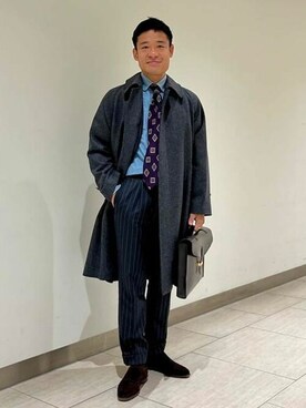 「BEAMS F（ビームスエフ）のアイテム（ステンカラーコート）」を使った、BEAMS Fさん（メンズ・168cm）の秋コーディネート