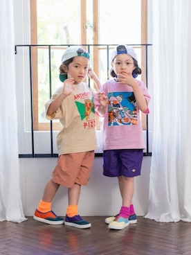 「BIG FIELD（ビッグフィールド）のアイテム（パンツ）」を使った、MARKEY'Sさん（キッズ・106cm）の夏コーディネート