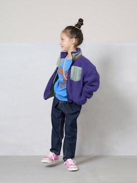 「アイテム（その他アウター、パープル系）」を使った、MARKEY'Sさん（キッズ・114cm）の秋コーディネート