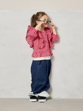 「BIG FIELD（ビッグフィールド）のアイテム（パンツ）」を使った、MARKEY'Sさん（キッズ・106cm）の春コーディネート
