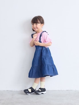 「袖フリル」｜「アイテム（ワンピース/ドレス）」を使った、MARKEY'Sさん（キッズ・107cm）の夏コーディネート