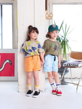 「BIG FIELD（ビッグフィールド）のアイテム（帽子）」を使った、MARKEY'Sさん（キッズ・110cm）の夏コーディネート