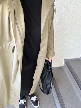 「ベージュ×ブラック」｜「アイテム（その他アウター）」を使った、800さん（レディース・158cm）の春コーディネート
