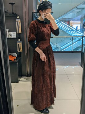 「arth（アース）のarth Lether Beret（ハンチング/ベレー帽）」を使った、__Lilicatさん（レディース・152cm）の秋コーディネート