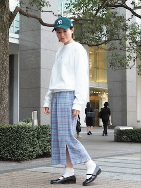 「チェック柄に恋してる」｜「アイテム（キャップ）」を使った、__Lilicatさん（レディース・152cm）の春コーディネート