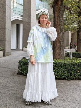 「アイテム（ヘアアクセサリー、グリーン系）」を使った、__Lilicatさん（レディース・152cm）の春コーディネート