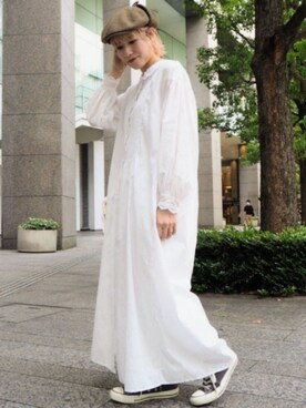 「ハンチング」｜「アイテム（ワンピース）」を使った、__Lilicatさん（レディース・152cm）の秋コーディネート