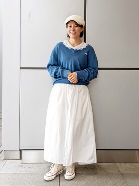 「アイテム（ハンチング/ベレー帽、ホワイト系）」を使った、__Lilicatさん（レディース・152cm）の冬コーディネート