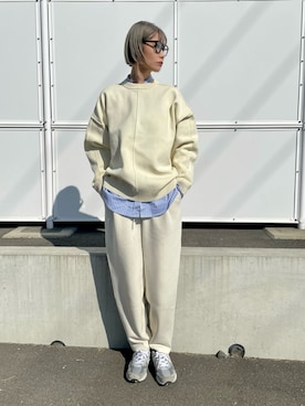 「ほめられ本命コーデ」｜「アイテム（スウェット）」を使った、asammyさん（レディース・170cm）の冬コーディネート