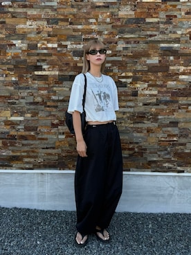 「アイテム（Tシャツ/カットソー）」を使った、asammyさん（レディース・170cm）の夏コーディネート