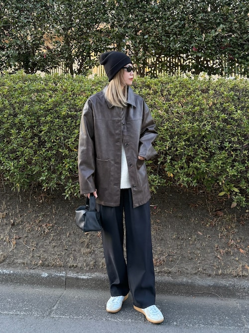 セール】ステンカラーフェイクレザージャケット（ステンカラーコート