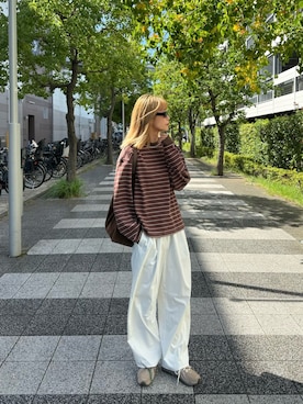 「アイテム（トップス）」を使った、asammyさん（レディース・170cm）の秋コーディネート