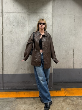 「アイテム（ステンカラーコート）」を使った、asammyさん（レディース・170cm）の秋コーディネート