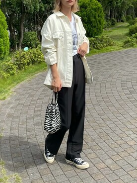 「秋トレンド2021」｜「アイテム（デニムジャケット）」を使った、asammyさん（レディース・170cm）の秋コーディネート
