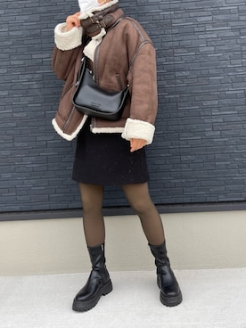 「PUBLUX（パブリュクス）のアイテム（ムートンコート）」を使った、yuuukiiiさん（レディース・153cm）の冬コーディネート