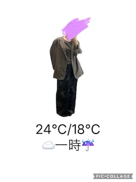 「アイテム（テーラードジャケット、グリーン系）」を使った、suzuさん（レディース・148cm）の秋コーディネート