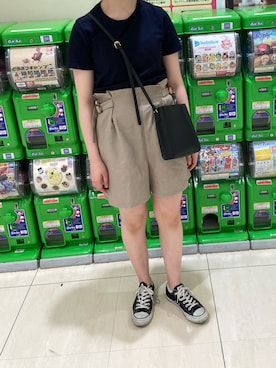 「ZOZO（ゾゾ）のクルーネックTシャツ［WOMEN］（Tシャツ/カットソー）」を使った、rinrinさん（レディース・162cm）の夏コーディネート