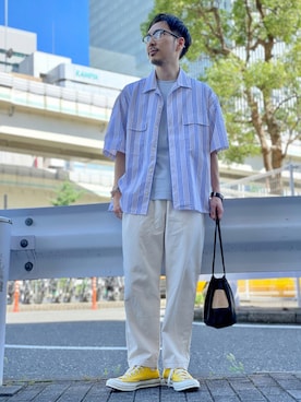 「SCYE BASICS（サイベーシックス）のアイテム（バッグ）」を使った、ムックンさん（メンズ・167cm）の夏コーディネート