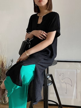 「アイテム（キャミソール、ブラック系）」を使った、ほしかよさん（レディース・168cm）の夏コーディネート