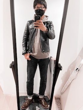 「RED WING（レッドウィング）のアイテム（その他シューズ）」を使った、たちんさん（メンズ・182cm）の冬コーディネート