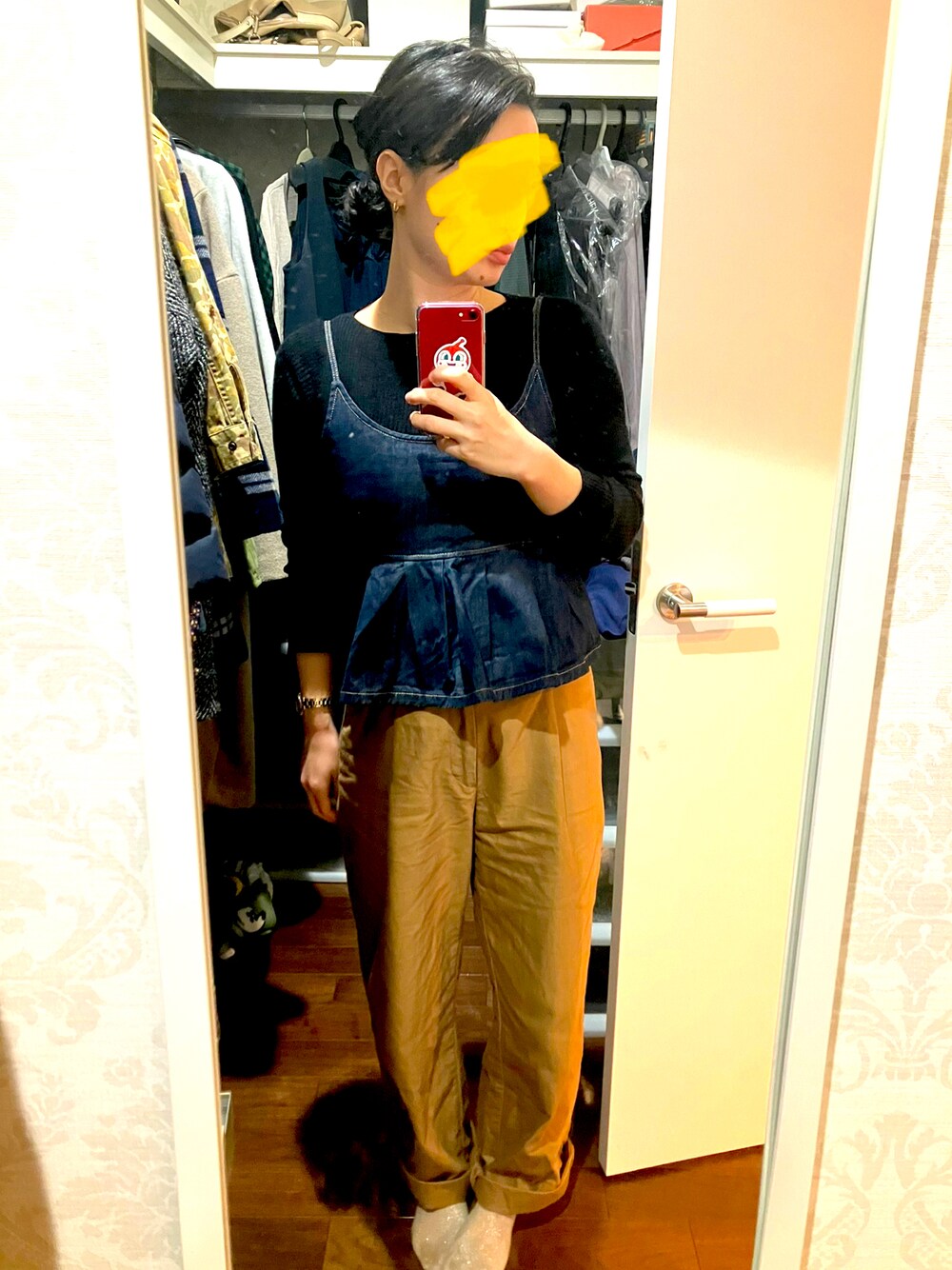 「Ungridのアイテム（その他トップス、ブルー系）」を使った、なおさん（レディース・158cm）の秋コーディネートの1枚目の写真