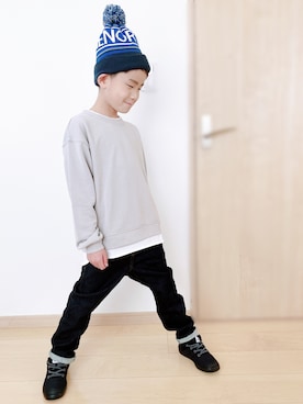 「FREAK'S STORE（フリークスストア）のアイテム（帽子）」を使った、Skyblueさん（キッズ・128cm）の冬コーディネート
