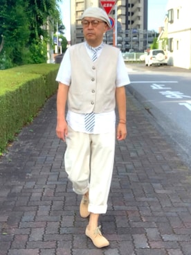 ネクタイを使った バンドカラーシャツ のメンズ人気ファッションコーディネート Wear