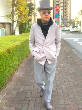 「JUNRED（ジュンレッド）のアイテム（ノーカラージャケット）」を使った、でゑさん（メンズ・175cm）の秋コーディネート