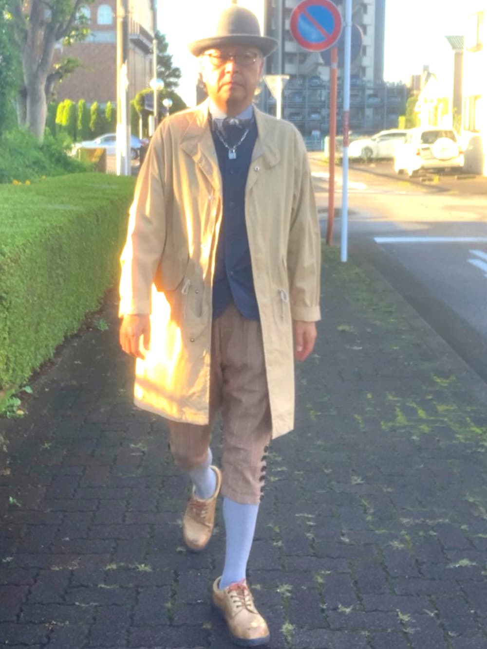 「モッズコート、トラッド、ウイングカラーシャツ、乗馬パンツ、シドチェーン」｜「韓国のセレクト・ショップで購入のアイテム（モッズコート、ベージュ系）」を使った、でゑさん（メンズ・175cm）の秋コーディネートの1枚目の写真