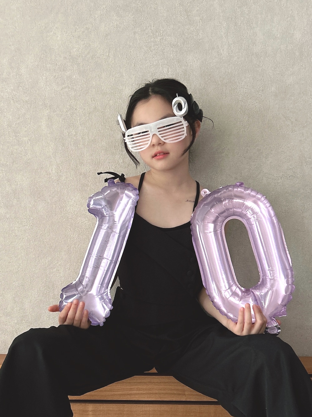 「10歳、誕生日」｜「sheinのアイテム（パンツ、ブラック系）」を使った、RIOさん（キッズ・135cm）の夏コーディネートの1枚目の写真