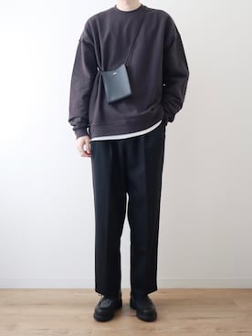 「stein（シュタイン）のアイテム（スラックス）」を使った、kitsuneさん（メンズ・182cm）の冬コーディネート