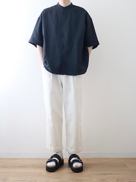 「MAISON SPECIAL（メゾンスペシャル）のアイテム（サンダル）」を使った、kitsuneさん（メンズ・182cm）の春コーディネート