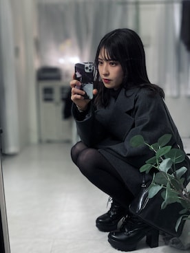 「黒髪」｜「アイテム（ジャケット/アウター）」を使った、tamaさん（レディース・162cm）の冬コーディネート